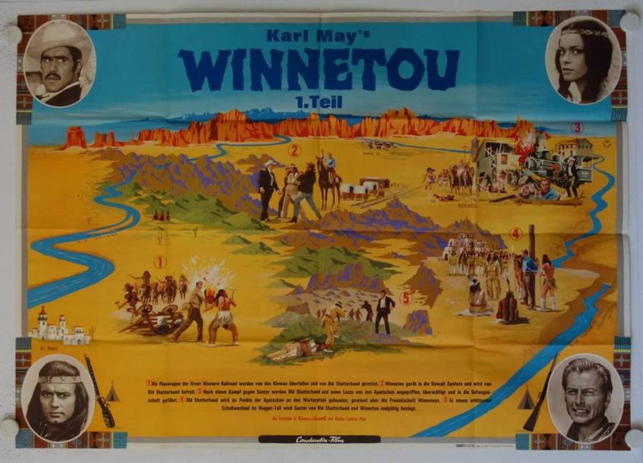 Karl May Winnetou 1 - Apache Gold original release german double-panel movie poster